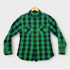 Rare Vintage POLO RALPH LAUREN Checkered Plaid Casual Flannel Shirt 90s Green M